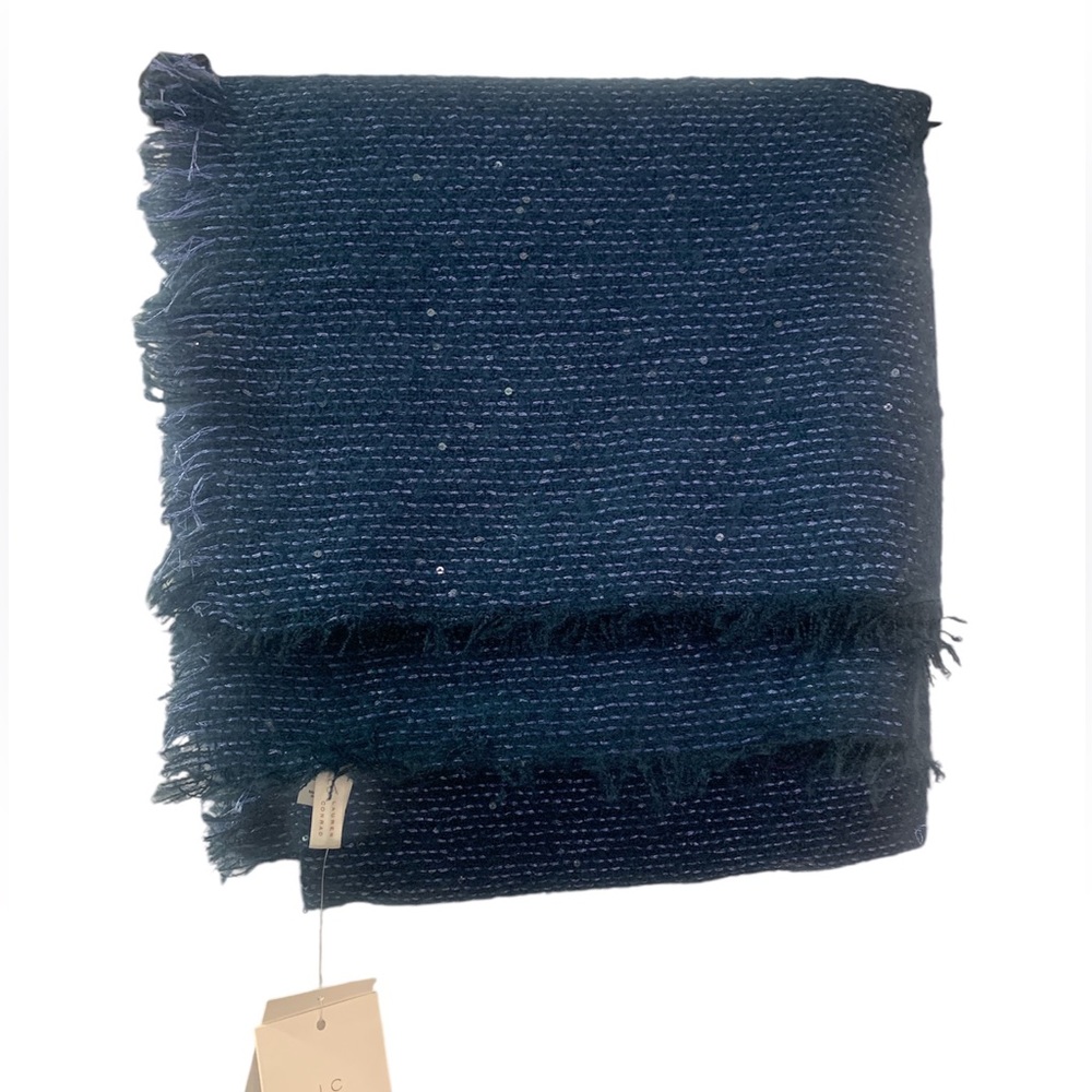 Lauren Conrad NEW Scarf Windy Blue OS  Multiple Wear Cozy Chic Shimmer Fringe